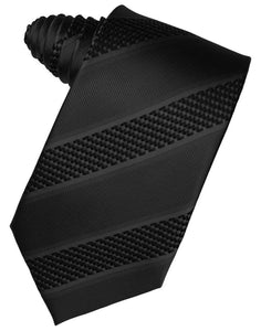 Black Venetian Stripe Suit Tie - Tuxedo Club