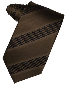 Chocolate Venetian Stripe Suit Tie - Tuxedo Club