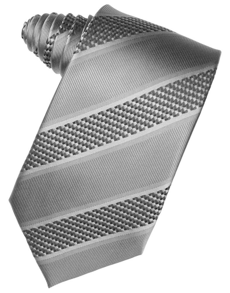 Silver Venetian Stripe Suit Tie - Tuxedo Club