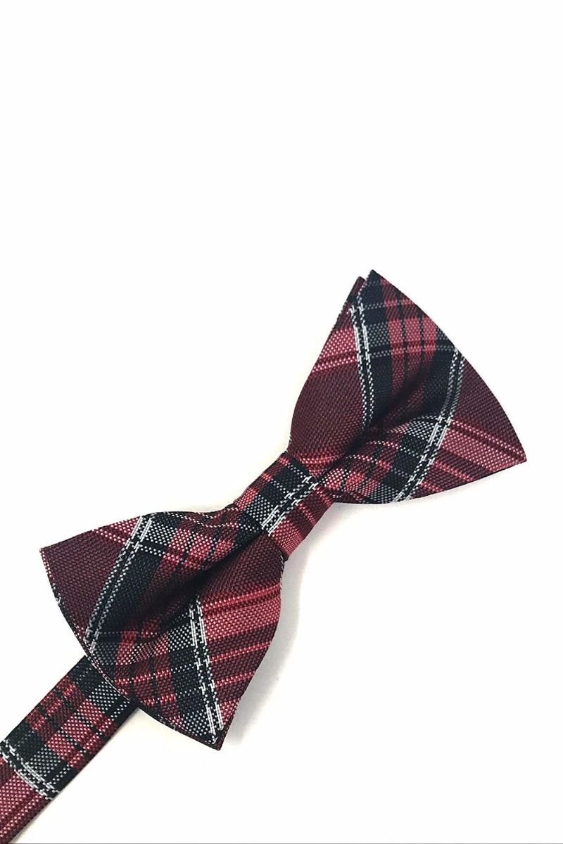 Plaid Bow Tie in Burgundy by Cardi - Tuxedo Club