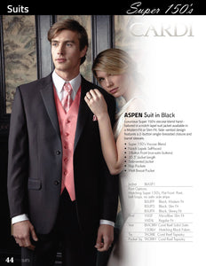'Aspen' Black 2-Button Notch Suit - Super 150 - Tuxedo Club