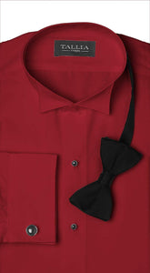 Wingtip Flat-Front Red Tuxedo Shirt - Tuxedo Club