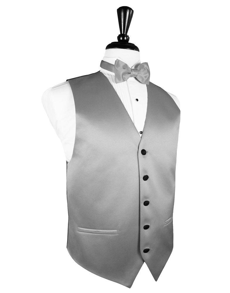 Silver Vitro Satin Vest - Tuxedo Club