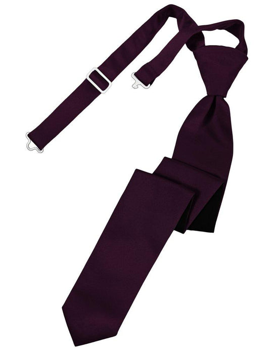 Berry Solid Satin Skinny Tie - Tuxedo Club
