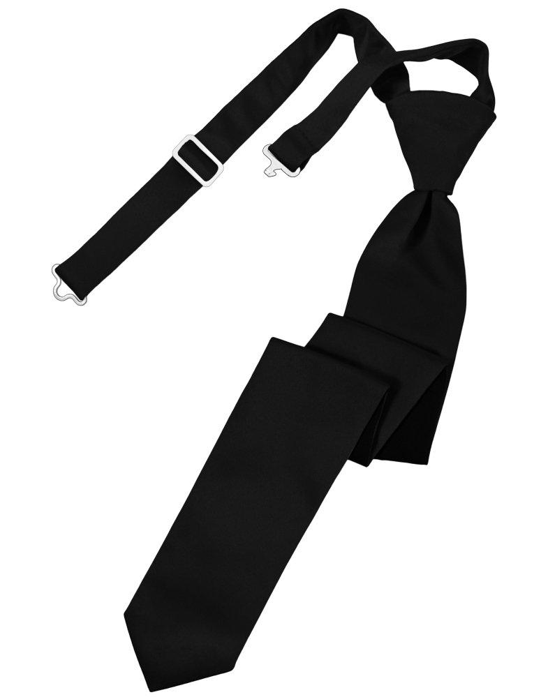 Black Solid Satin Skinny Tie - Tuxedo Club