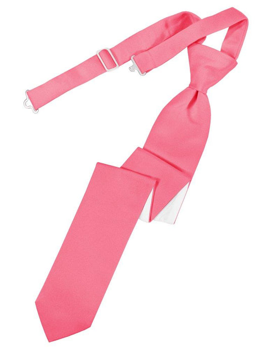 Bubblegum Solid Satin Skinny Tie - Tuxedo Club