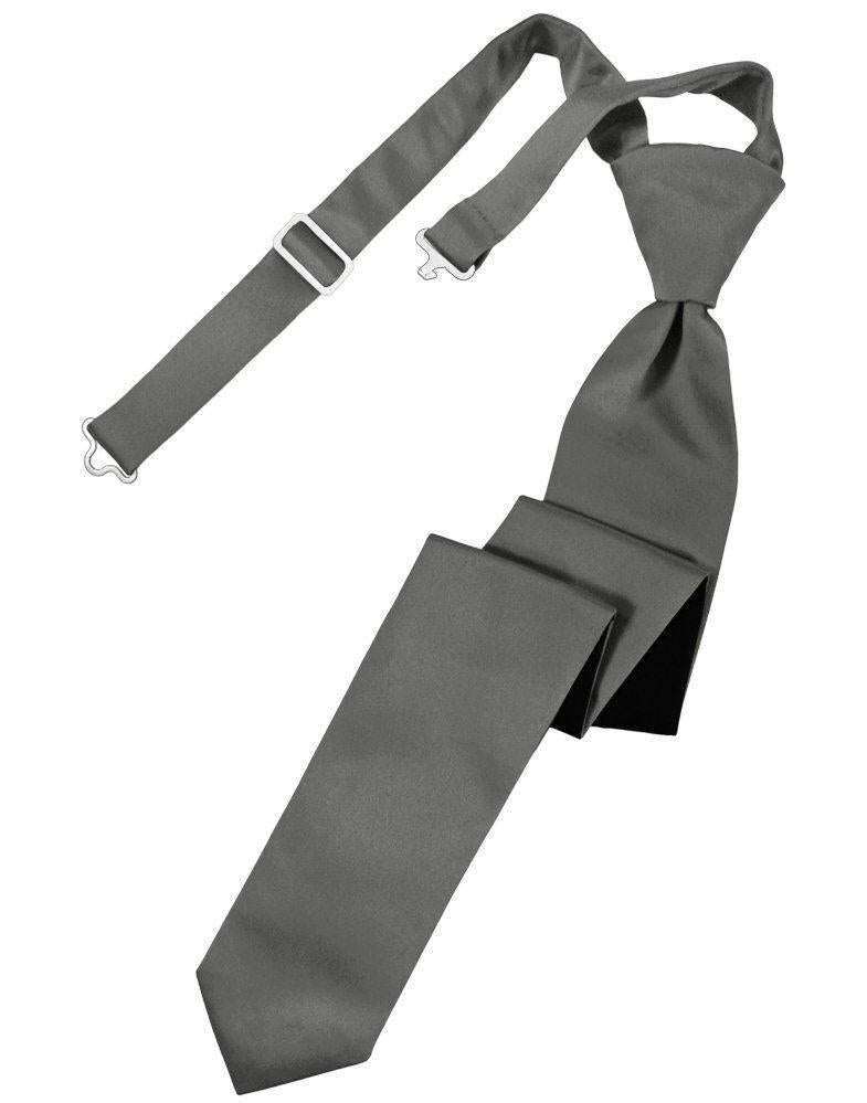 Charcoal Solid Satin Skinny Tie - Tuxedo Club