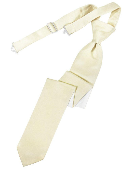 Ivory Solid Satin Skinny Tie - Tuxedo Club