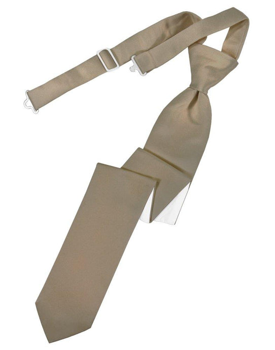 Latte Solid Satin Skinny Tie - Tuxedo Club