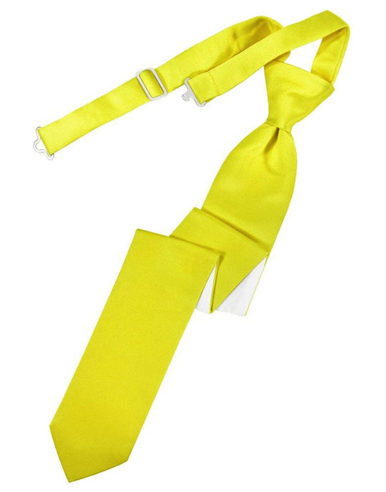 Lemon Solid Satin Skinny Tie - Tuxedo Club