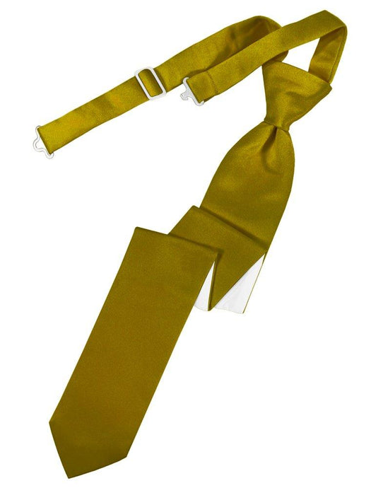 New Gold Solid Satin Skinny Tie - Tuxedo Club