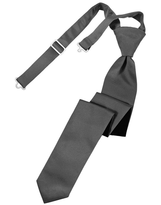 Pewter Solid Satin Skinny Tie - Tuxedo Club