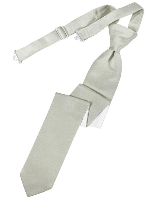 Platinum Solid Satin Skinny Tie - Tuxedo Club