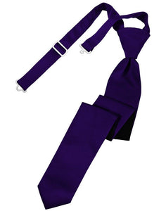 Purple Solid Satin Skinny Tie - Tuxedo Club