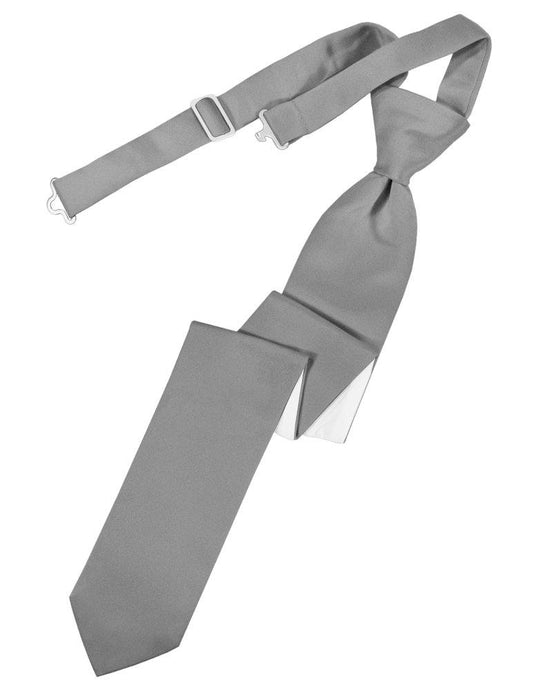 Silver Solid Satin Skinny Tie - Tuxedo Club