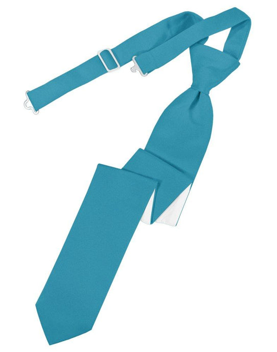 Turquoise Solid Satin Skinny Tie - Tuxedo Club