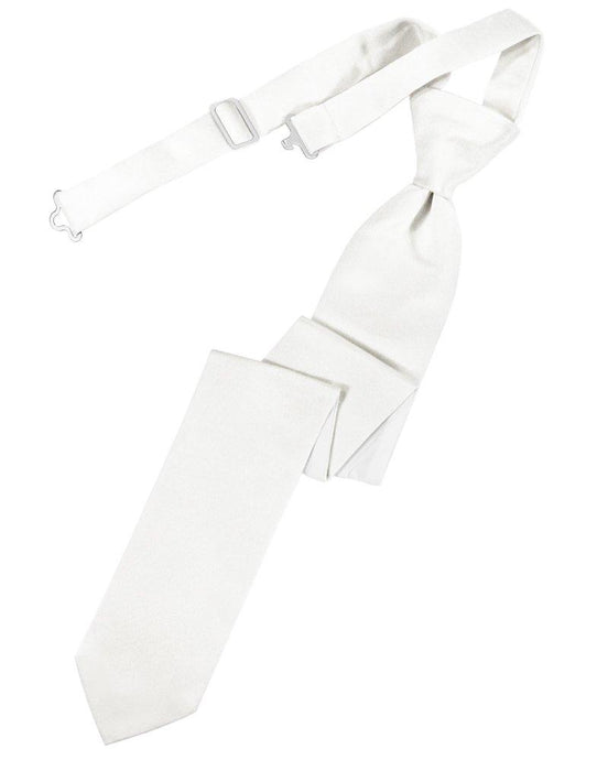 White Solid Satin Skinny Tie - Tuxedo Club