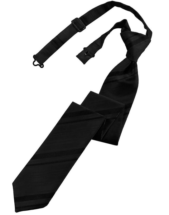 Black Striped Satin Skinny Tie - Tuxedo Club