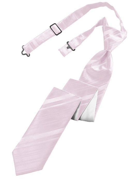 Blush Striped Satin Skinny Tie - Tuxedo Club