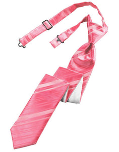 Bubblegum Striped Satin Skinny Tie - Tuxedo Club