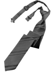 Charcoal Striped Satin Skinny Tie - Tuxedo Club