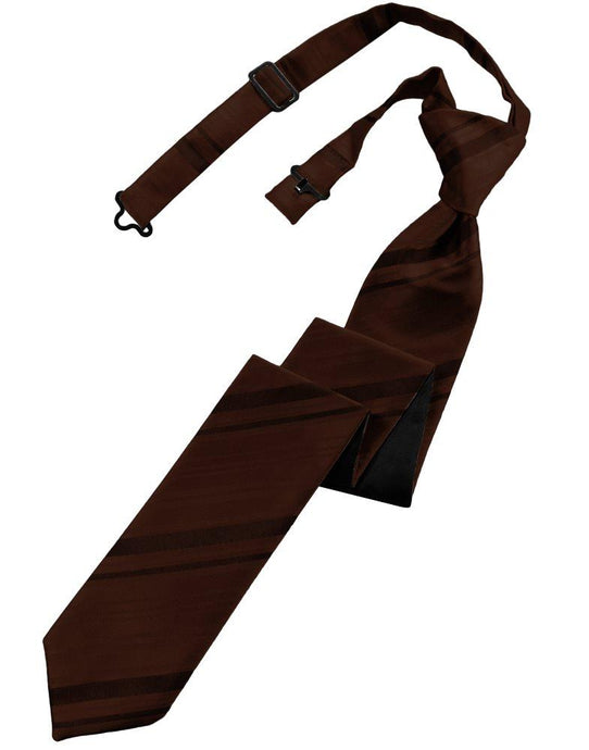 Chocolate Striped Satin Skinny Tie - Tuxedo Club