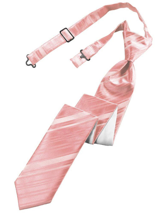 Coral Reef Striped Satin Skinny Tie - Tuxedo Club
