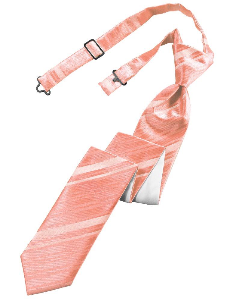 Coral Striped Satin Skinny Tie - Tuxedo Club