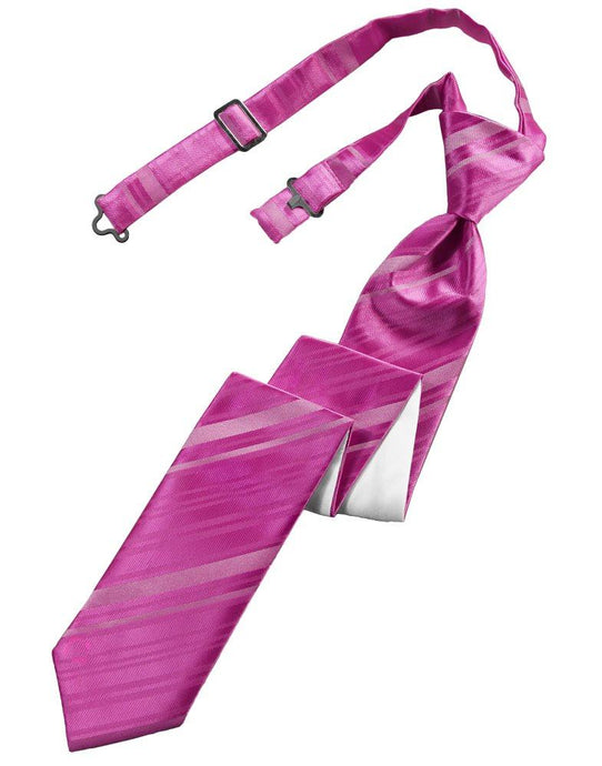 Fuchsia Striped Satin Skinny Tie - Tuxedo Club