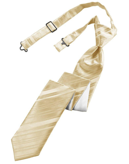 Golden Striped Satin Skinny Tie - Tuxedo Club