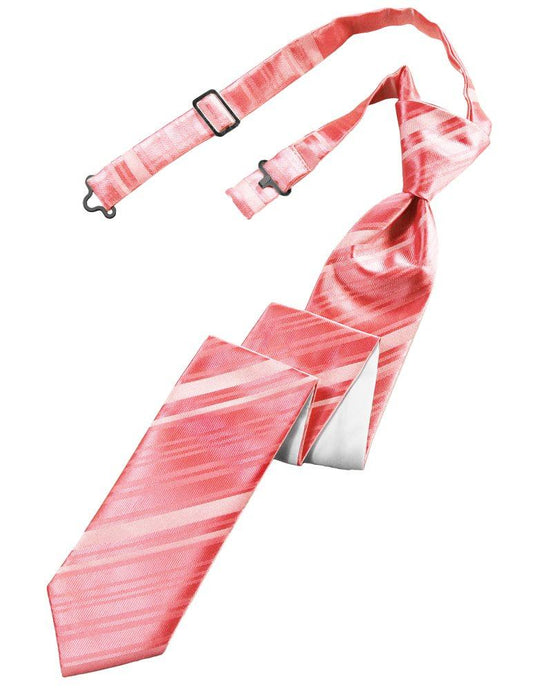 Guava Striped Satin Skinny Tie - Tuxedo Club