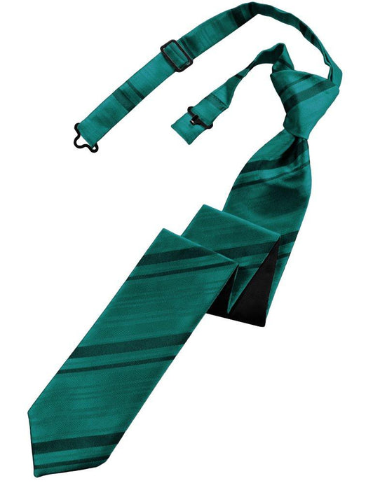 Jade Striped Satin Skinny Tie - Tuxedo Club
