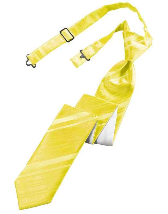 Lemon Striped Satin Skinny Tie - Tuxedo Club
