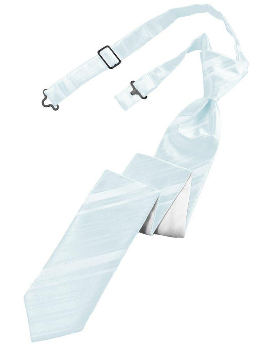 Light Blue Striped Satin Skinny Tie - Tuxedo Club