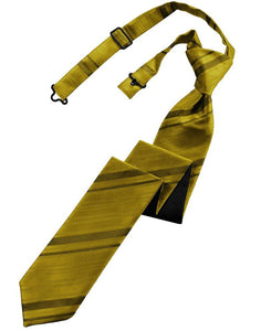 New Gold Striped Satin Skinny Tie - Tuxedo Club