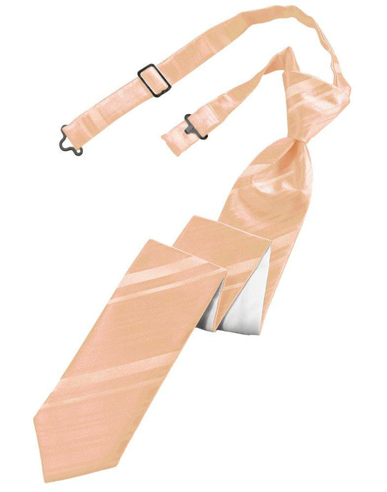 Peach Striped Satin Skinny Tie - Tuxedo Club