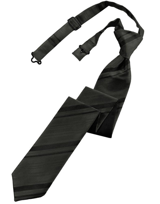 Pewter Striped Satin Skinny Tie - Tuxedo Club
