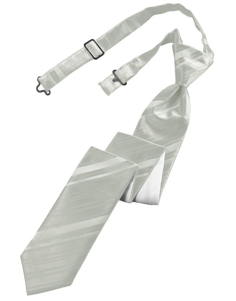 Platinum Striped Satin Skinny Tie - Tuxedo Club