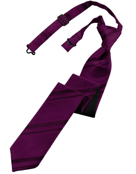 Sangria Striped Satin Skinny Tie - Tuxedo Club