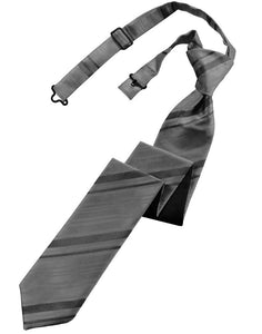 Silver Striped Satin Skinny Tie - Tuxedo Club