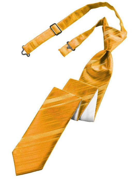 Tangerine Striped Satin Skinny Tie - Tuxedo Club