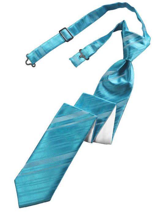 Turquoise Striped Satin Skinny Tie - Tuxedo Club