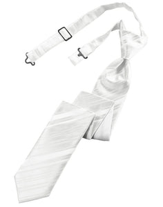White Striped Satin Skinny Tie - Tuxedo Club