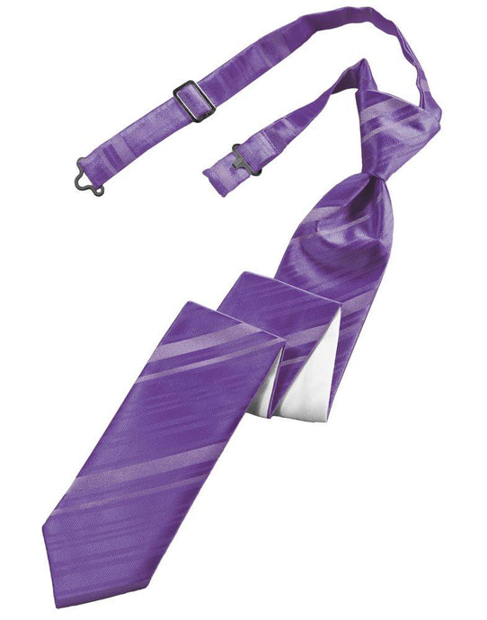 Wisteria Striped Satin Skinny Tie - Tuxedo Club