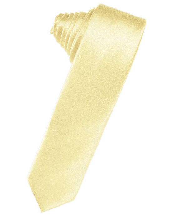 Canary Solid Satin Skinny Suit Tie - Tuxedo Club