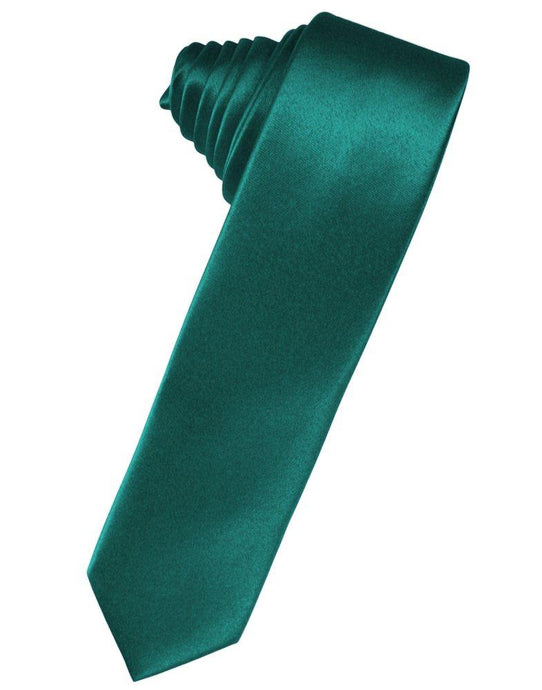 Jade Solid Satin Skinny Suit Tie - Tuxedo Club