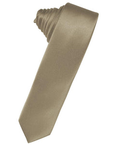 Latte Solid Satin Skinny Suit Tie - Tuxedo Club