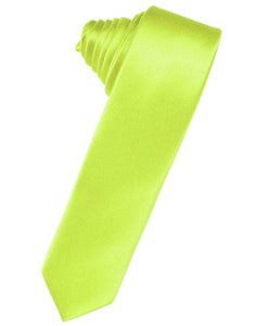 Lime Solid Satin Skinny Suit Tie - Tuxedo Club