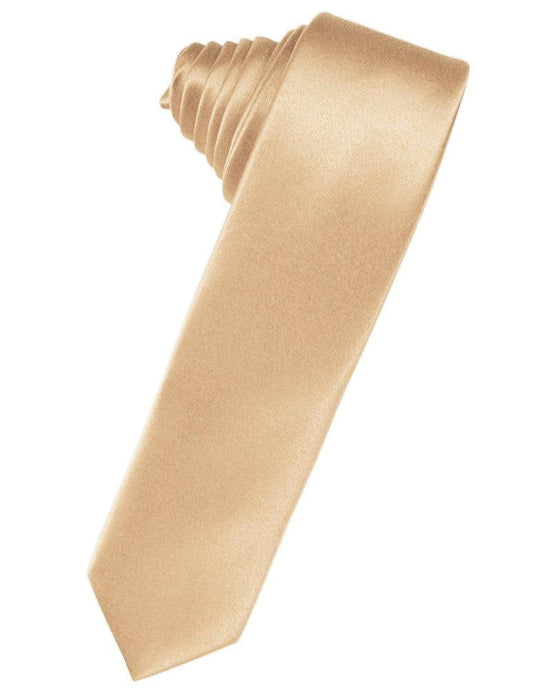 Peach Solid Satin Skinny Suit Tie - Tuxedo Club