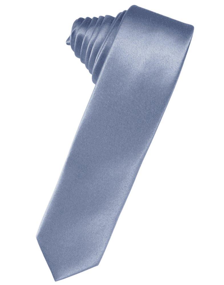 Periwinkle Solid Satin Skinny Suit Tie - Tuxedo Club